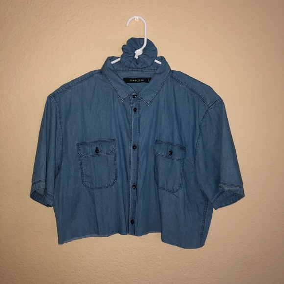 Vintage Tops - 19 Ninety One Denim Crop Top/Scrunchie Set